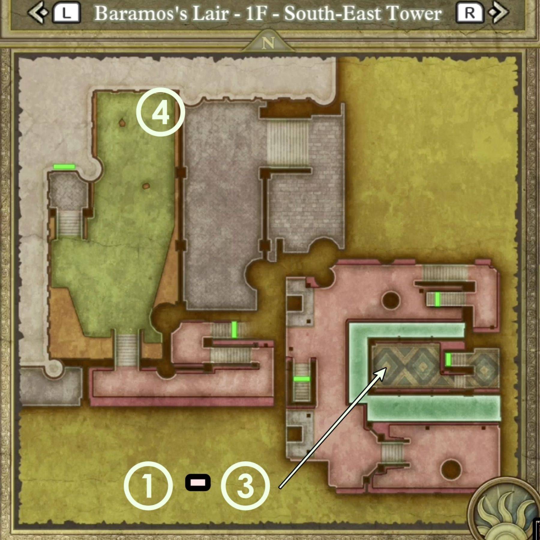 Image: Map highlighting South-East Tower treasure