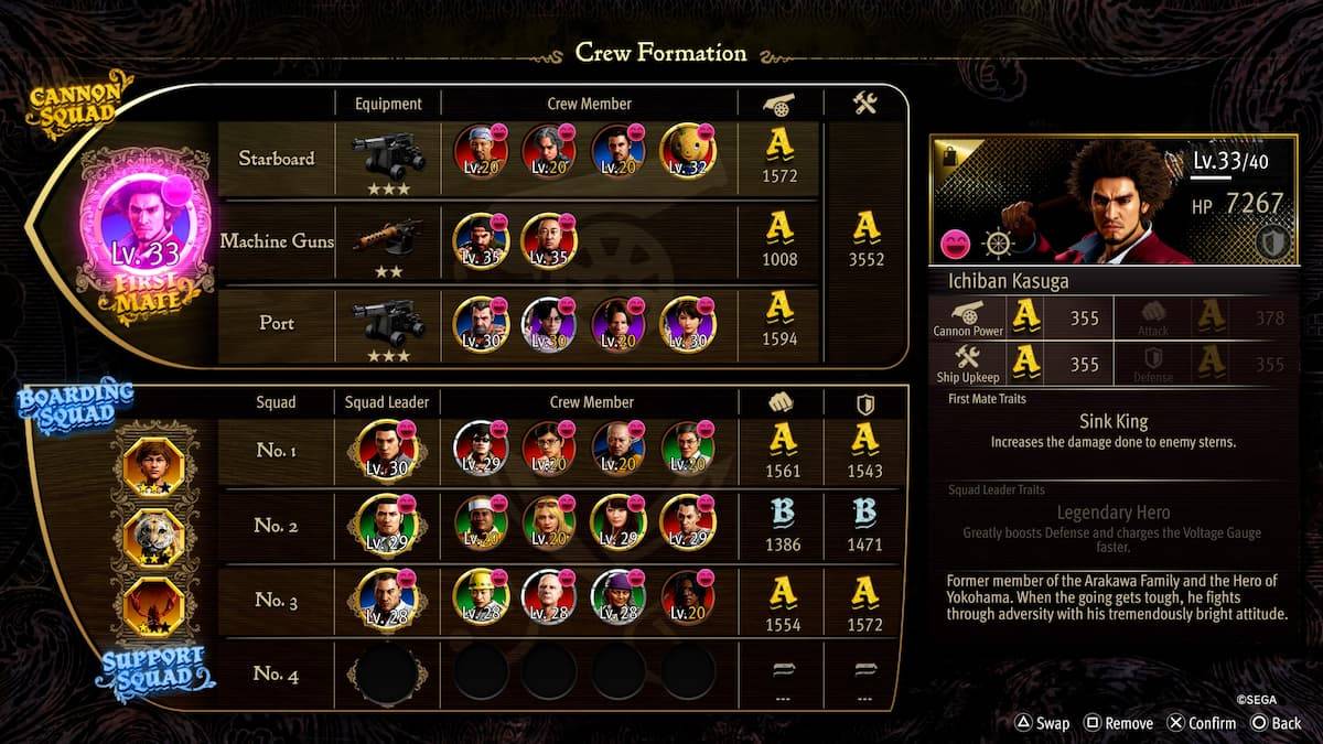 Beste Pirate Coliseum Crew Formations in Like a Dragon: Pirate Yakuza in Hawaii