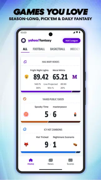 Yahoo Fantasy Football, Sports Tangkapan skrin 0