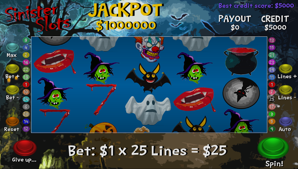 Sinister Slots ဖန်သားပြင်ဓာတ်ပုံ 2