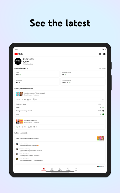 YouTube Studio ဖန်သားပြင်ဓာတ်ပုံ 2