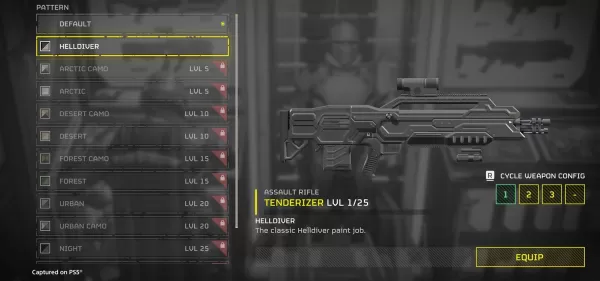 Helldivers 2には、武器のカスタマイズと進行があります。画像クレジット：Sony Interactive Entertainment。